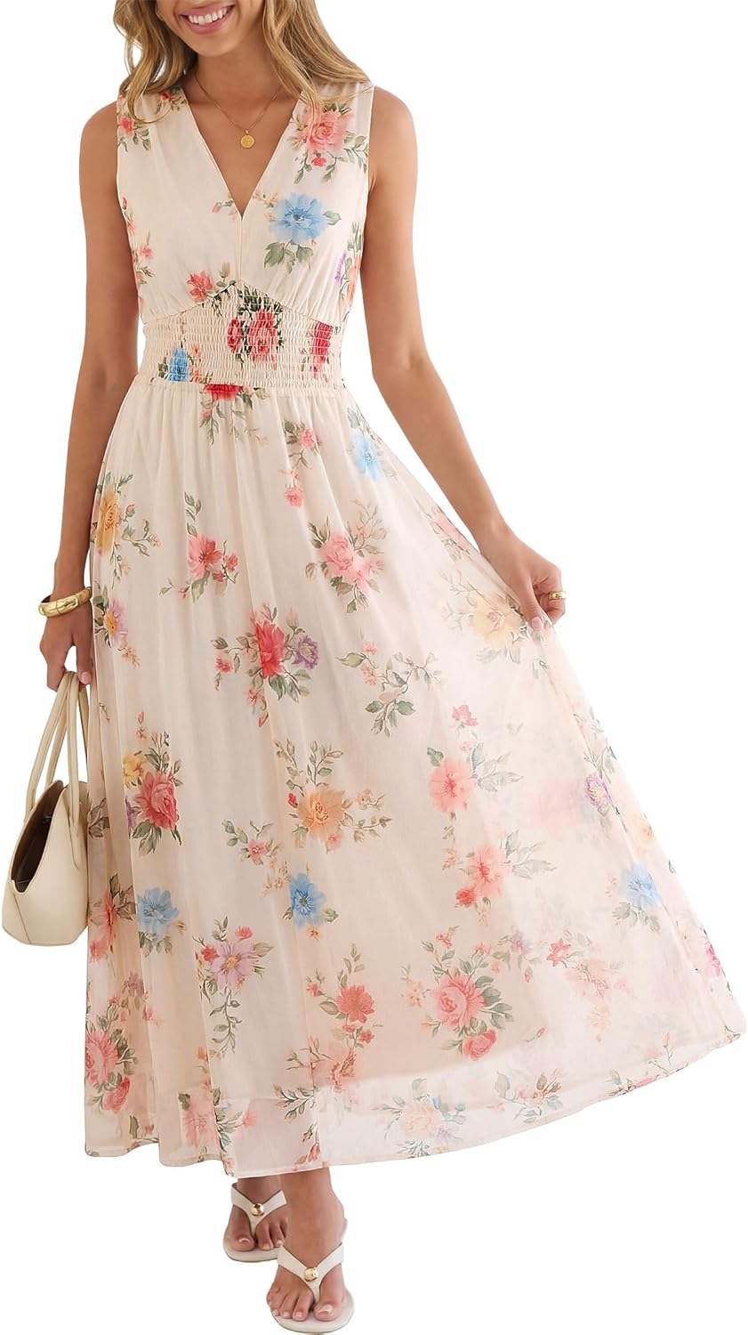 Women's A Line Tulle Maxi Dresson,Casual Floral Dresses