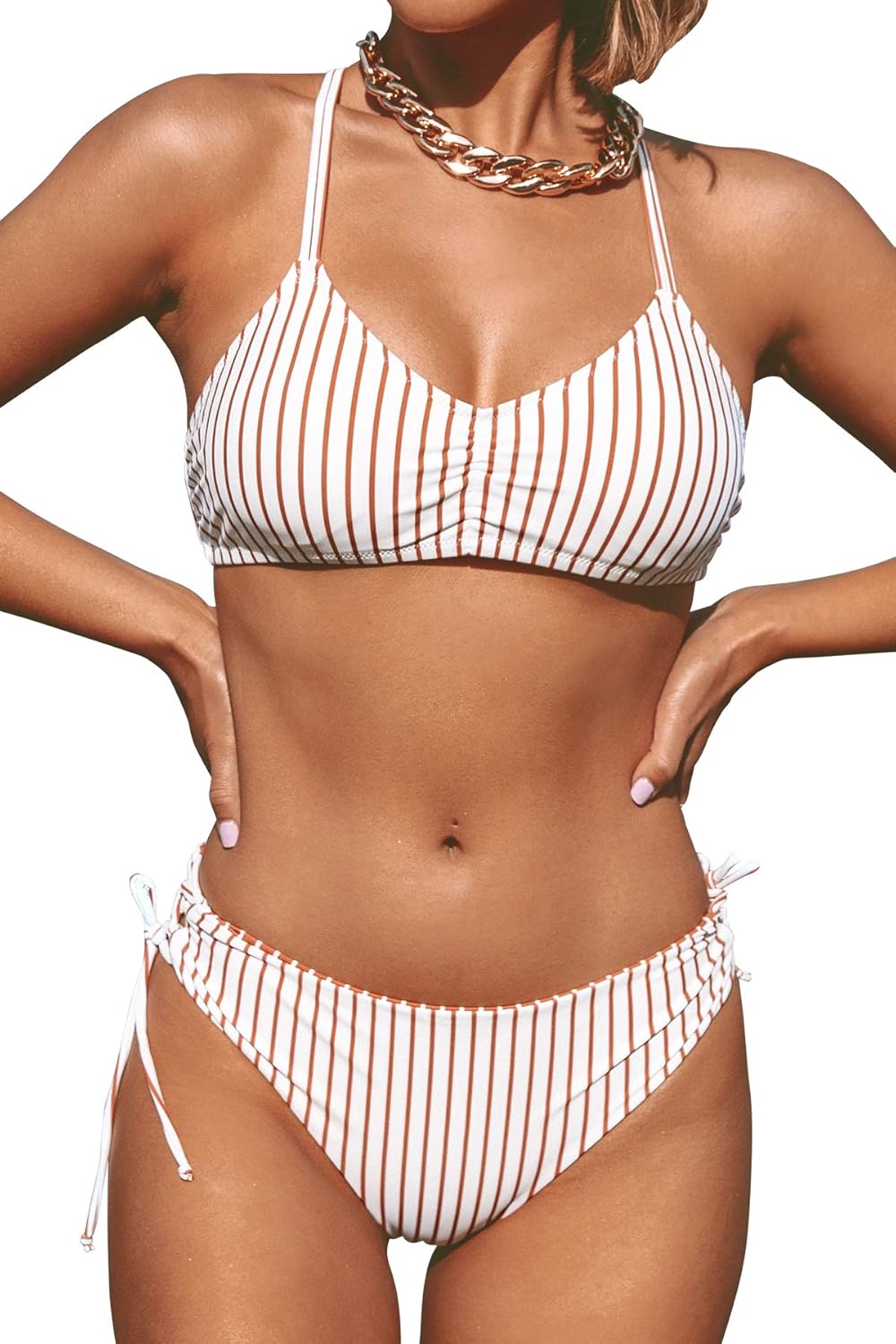 Women's Back Braided Straps Bikini Set