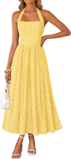 Women's Halter Neck A Line Long Dress