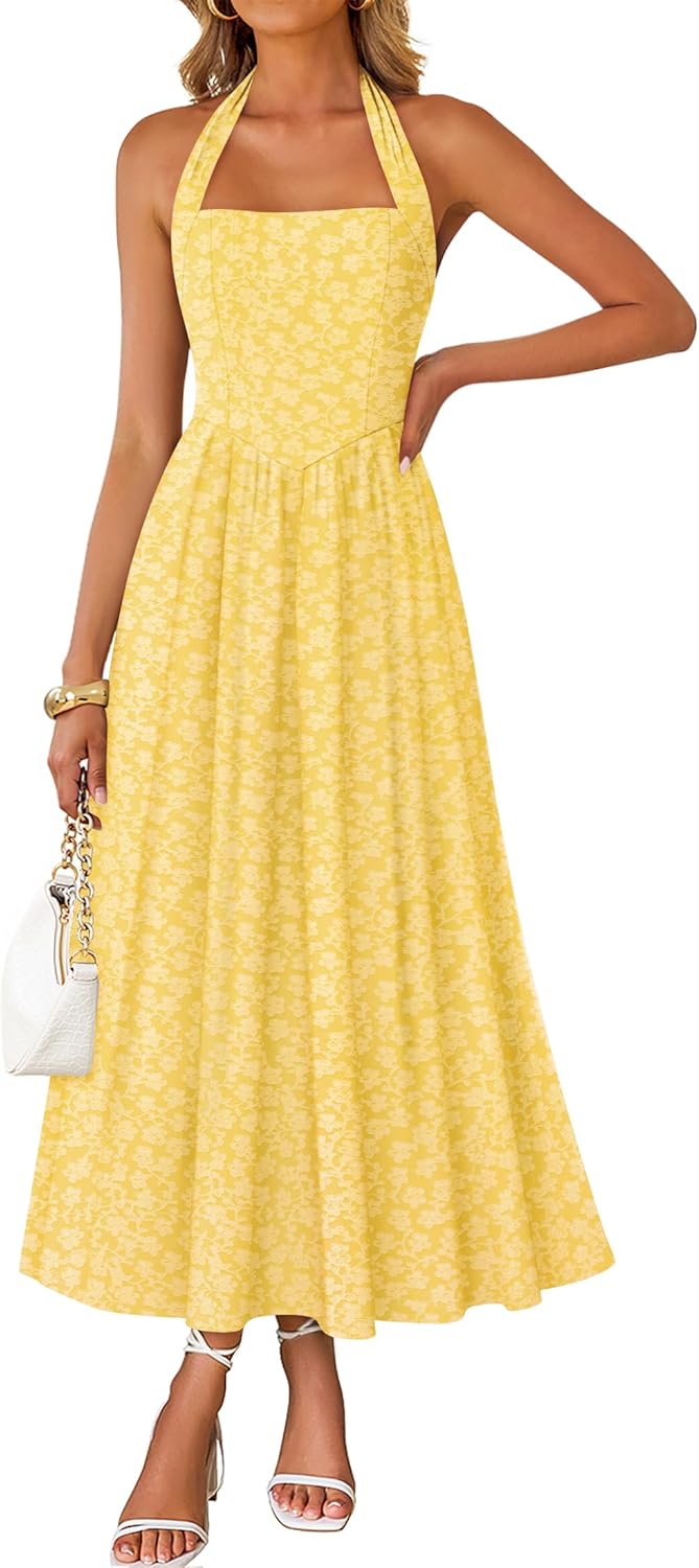 Women's Halter Neck A Line Long Dress