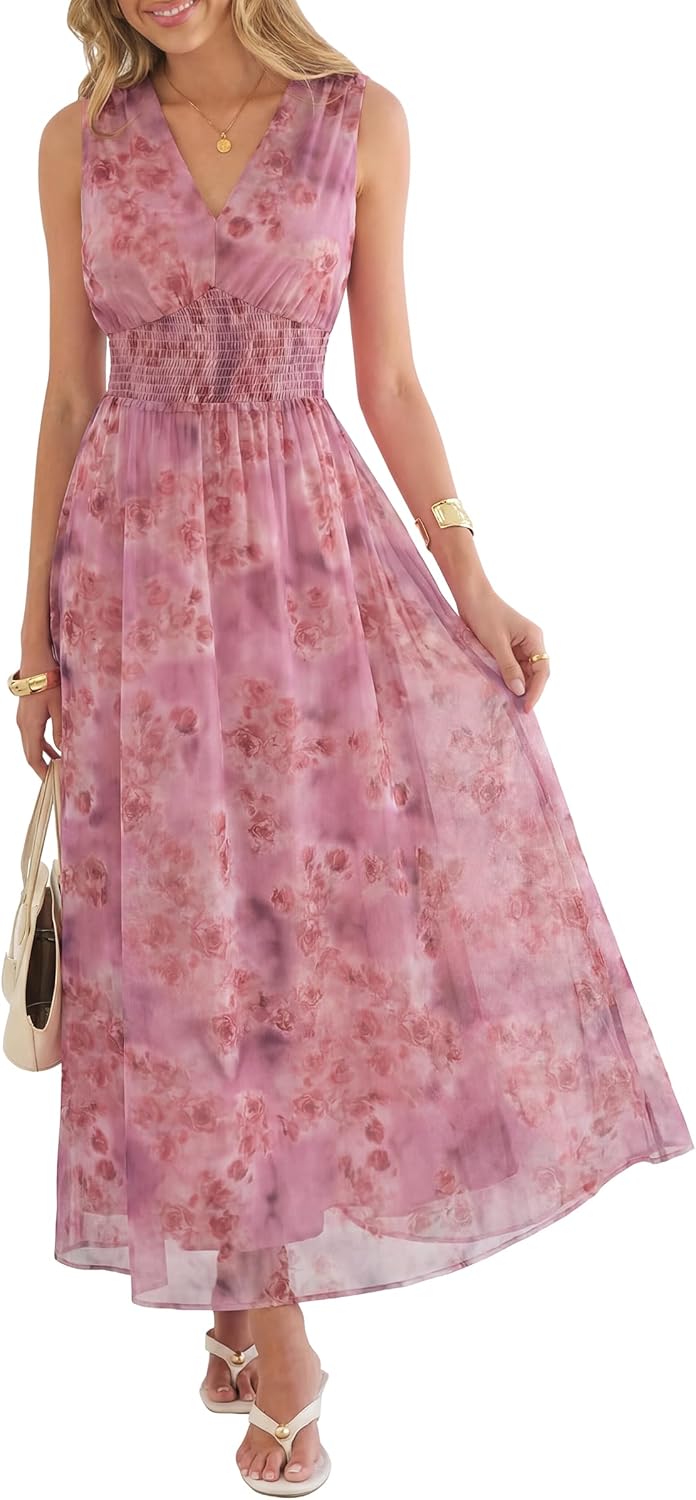 Women's A Line Tulle Maxi Dresson,Casual Floral Dresses