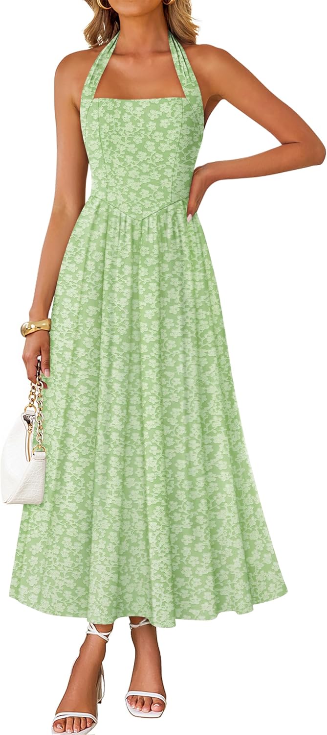 Women's Halter Neck A Line Long Dress