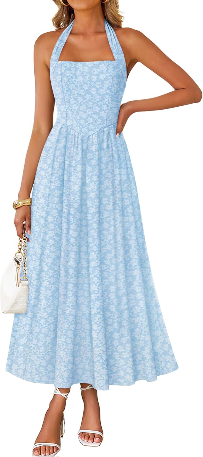 Women's Halter Neck A Line Long Dress