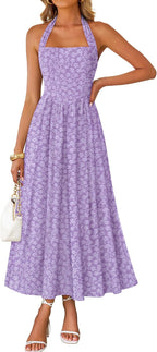 Women's Halter Neck A Line Long Dress