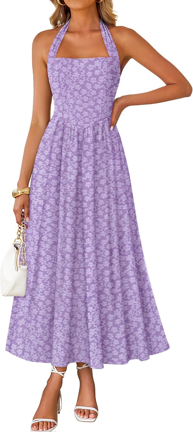 Women's Halter Neck A Line Long Dress