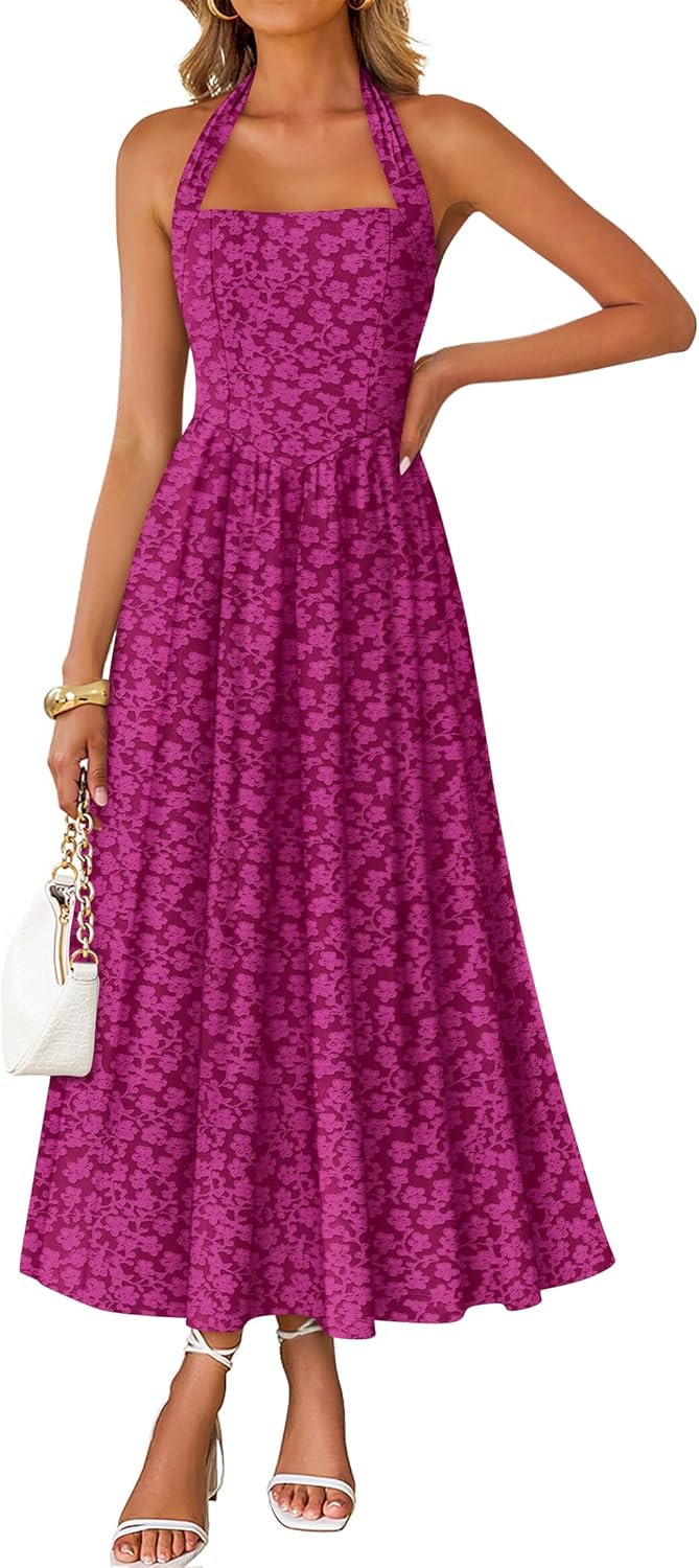 Women's Halter Neck A Line Long Dress