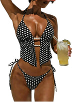 Women's Textured Backless Halter Bikini Set