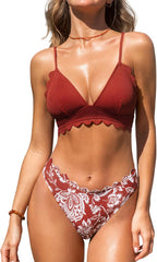 Women's V Neck Low Waisted Bikini Swimsuit