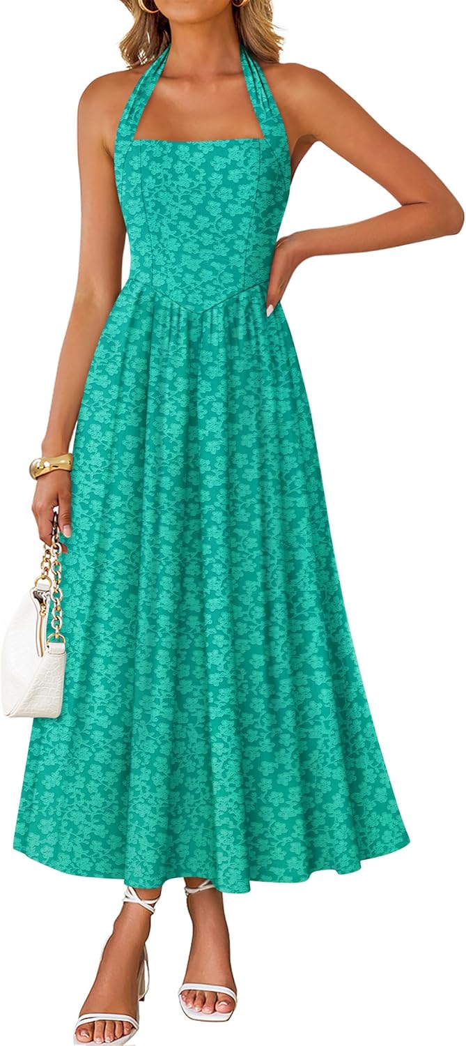 Women's Halter Neck A Line Long Dress