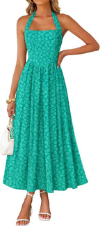 Women's Halter Neck A Line Long Dress