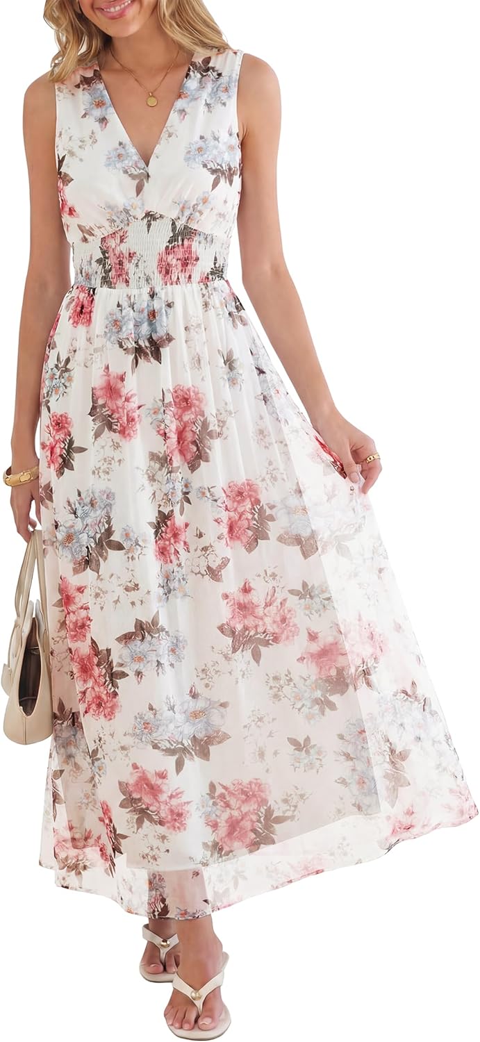 Women's A Line Tulle Maxi Dresson,Casual Floral Dresses