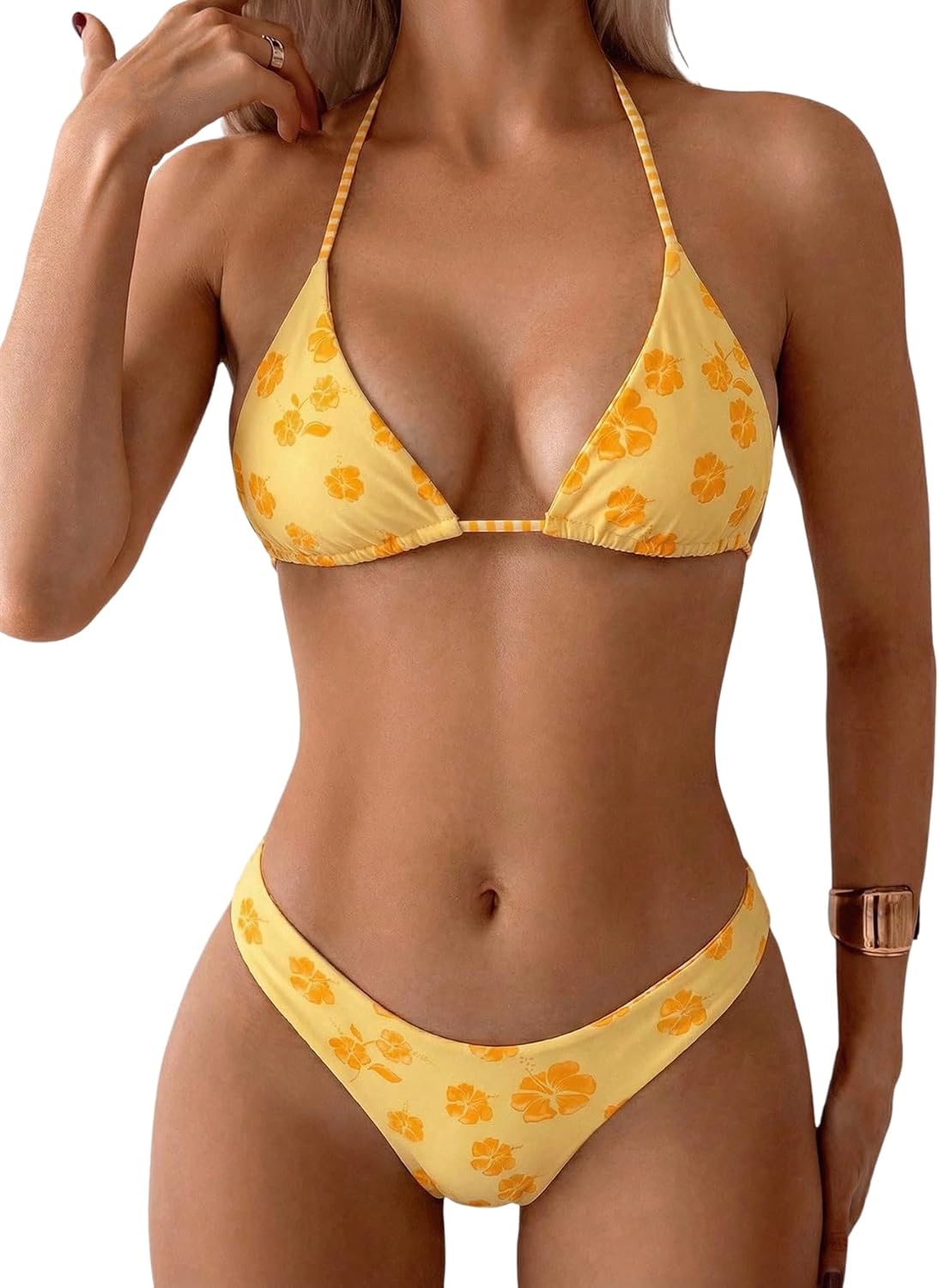 Women's Polka Dot Triangle Thong Bikini Set