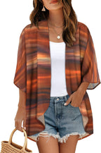 Women's Floral Print Puff Sleeve Kimono Cardigan Loose Cover Up Casual Blouse Tops 2026