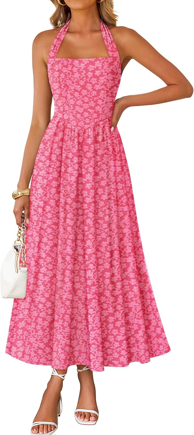 Women's Halter Neck A Line Long Dress