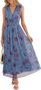 Women's A Line Tulle Maxi Dresson,Casual Floral Dresses