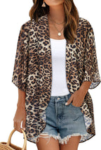 Women's Floral Print Puff Sleeve Kimono Cardigan Loose Cover Up Casual Blouse Tops 2026