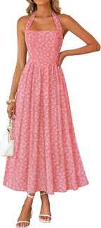 Women's Halter Neck A Line Long Dress