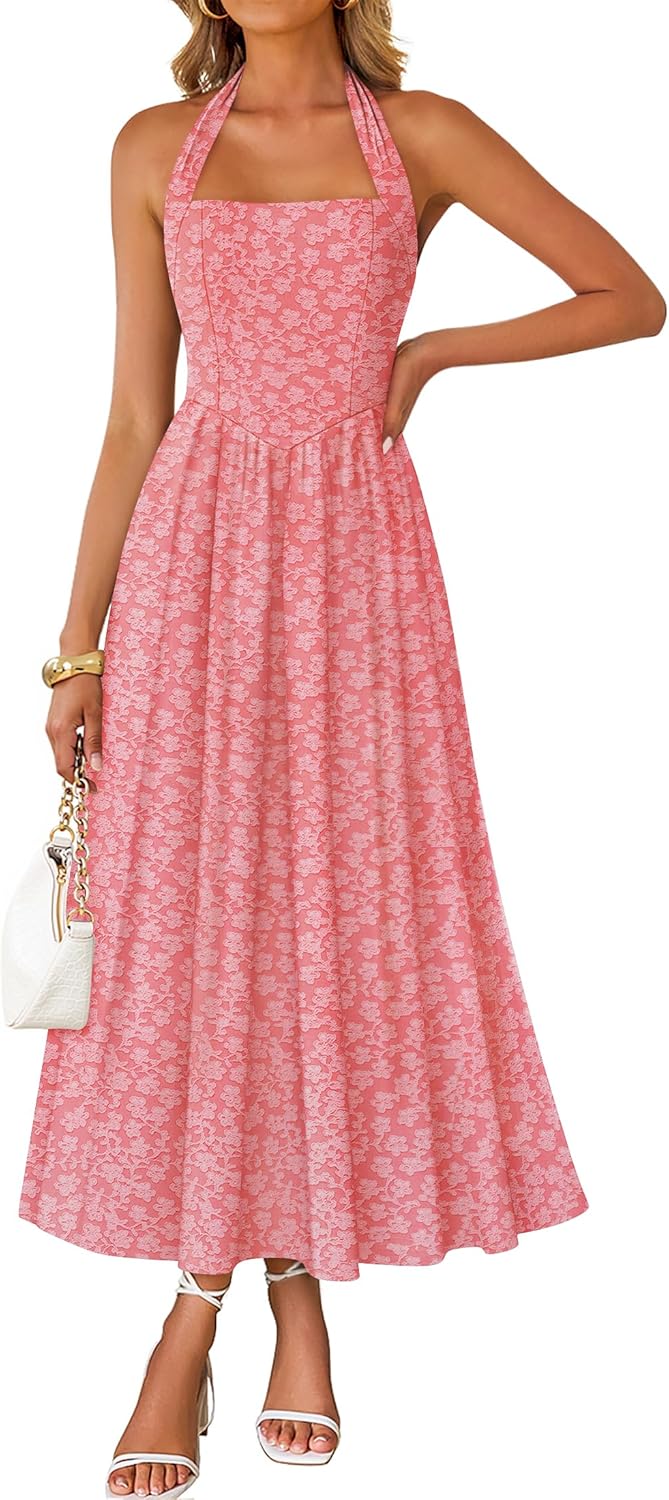 Women's Halter Neck A Line Long Dress