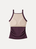 Square Neck Ruched Rib Bra Tank