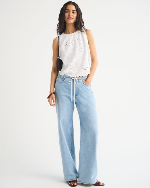 Linen-Blend Tie-Back Top