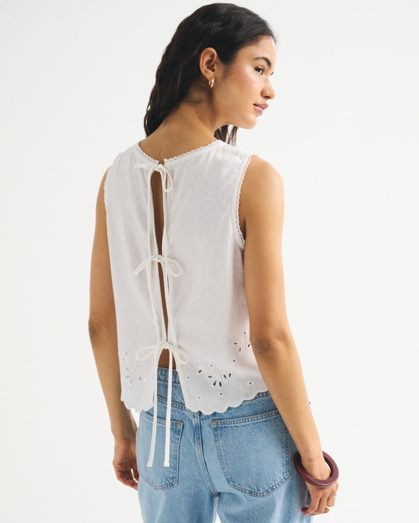 Linen-Blend Tie-Back Top