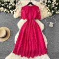 Elegant Floral Lace Midi Cocktail Dress - Wedding Guest & Party