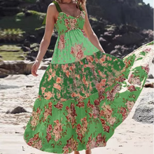 Smocked Floral Maxi Dress - Tiered Boho High Waist Flowy Gown