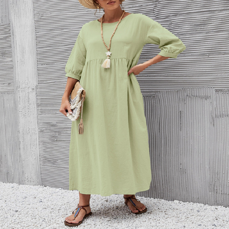 Elegant Lantern Sleeve A-Line Mini Dress - Casual Chic Boutique Style