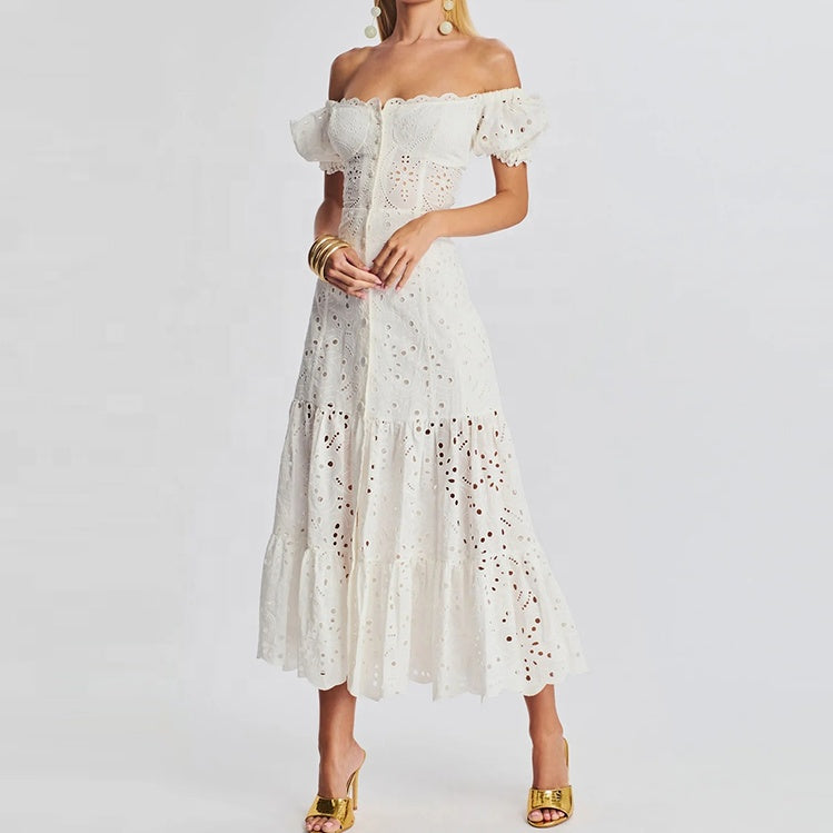 Elegant Strapless Floral Midi Dress - Vacation & Party Ready