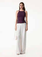 Square Neck Ruched Rib Bra Tank