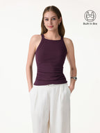 Square Neck Ruched Rib Bra Tank