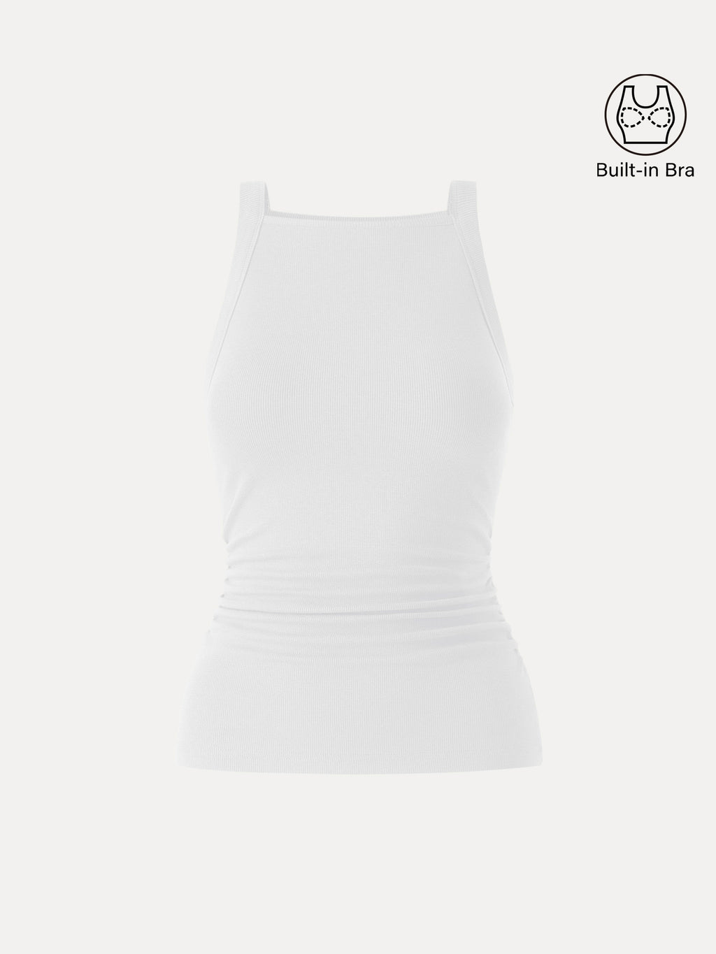 Square Neck Ruched Rib Bra Tank