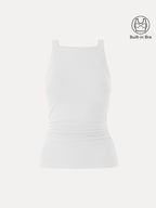 Square Neck Ruched Rib Bra Tank